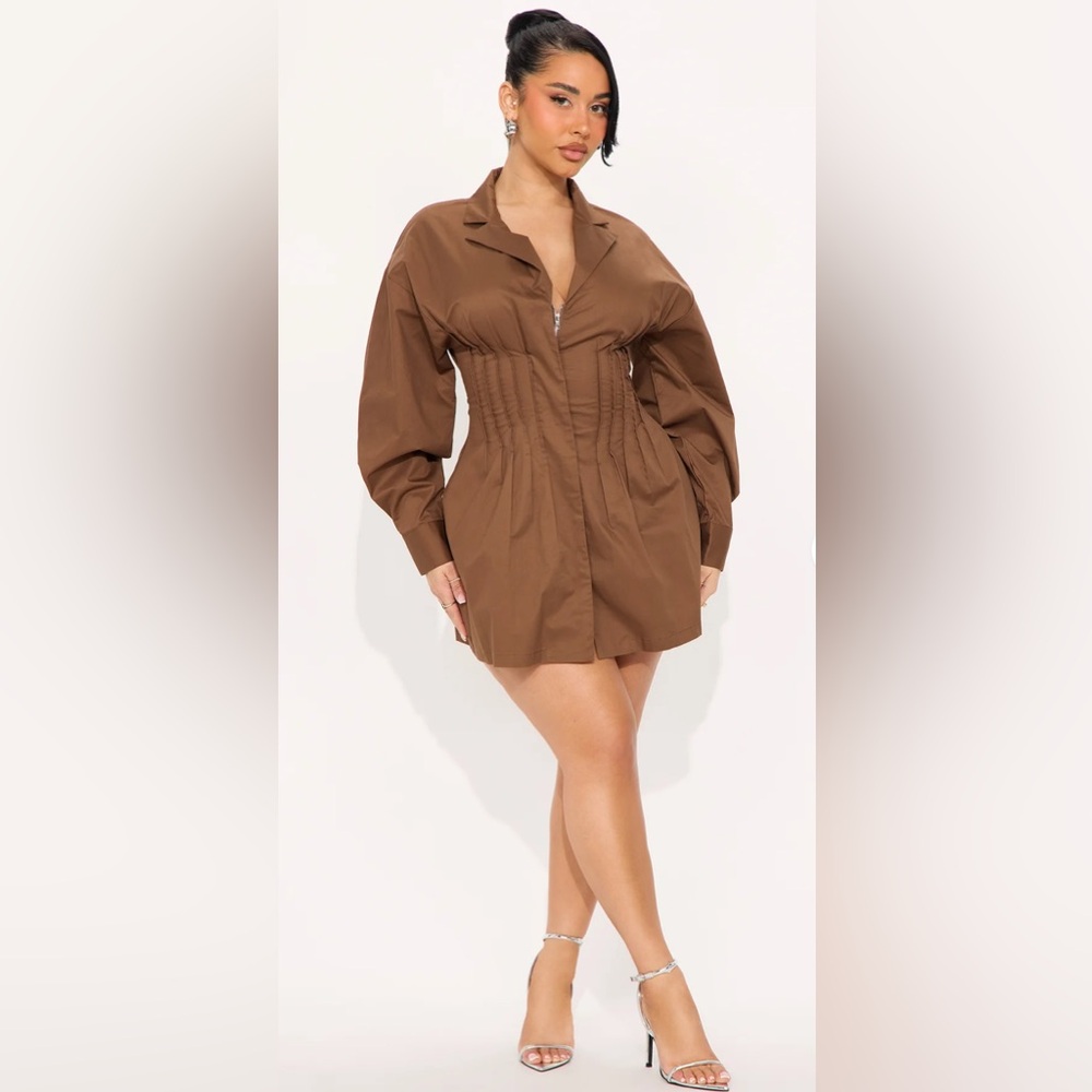 Brown Long Sleeve Dress
